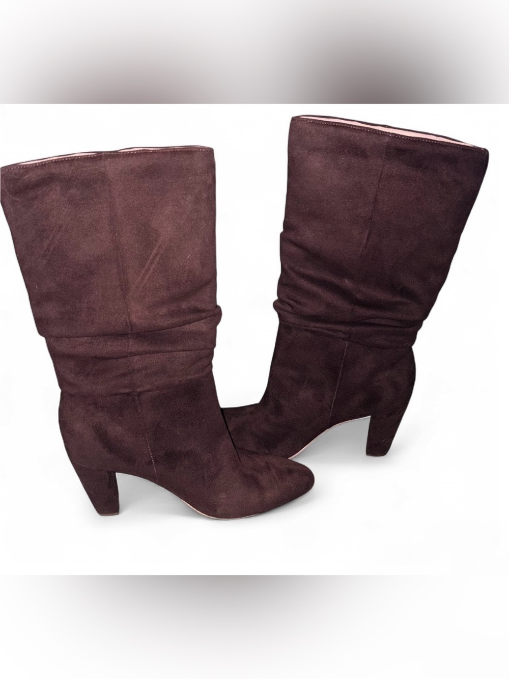 Banana Republic Women’s Mid-Calf Vegan Brown Suede Heeled Boots
